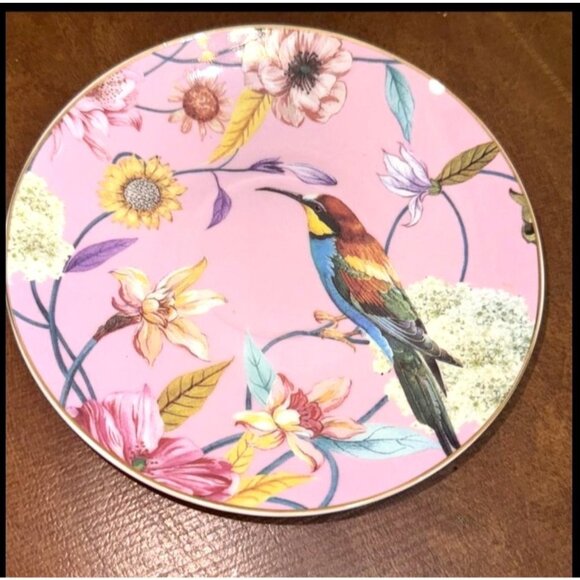 Grace Teaware Floral Bird Porcelain Decorative Plate - Picture 1 of 4